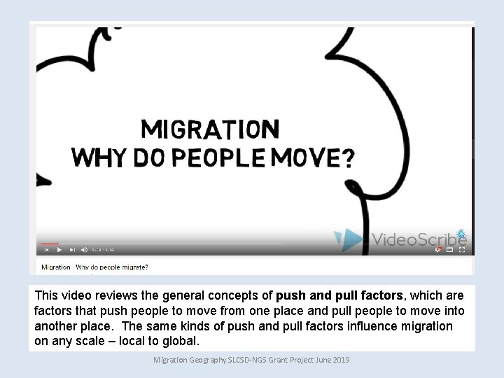 This video reviews the general concepts of push and pull factors, which are factors