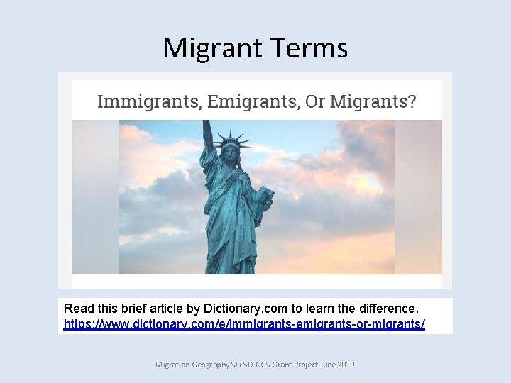 Migrant Terms Read this brief article by Dictionary. com to learn the difference. https: