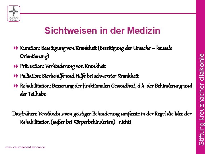 Sichtweisen in der Medizin Orientierung) 8 Prävention: Verhinderung von Krankheit 8 Palliation: Sterbehilfe und