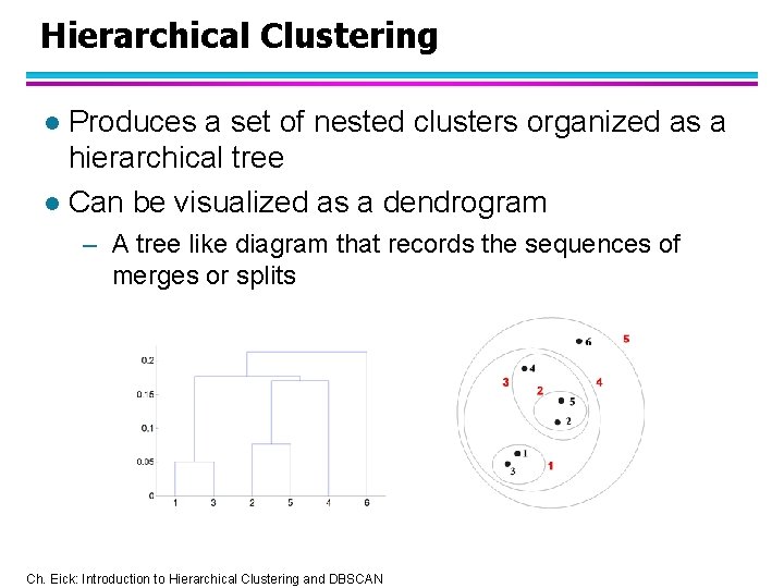 Hierarchical Clustering Produces a set of nested clusters organized as a hierarchical tree l