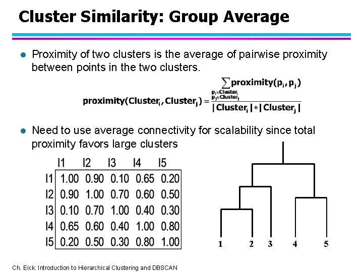 Cluster Similarity: Group Average l Proximity of two clusters is the average of pairwise