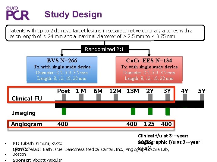 Study Design Patients with up to 2 de novo target lesions in separate native