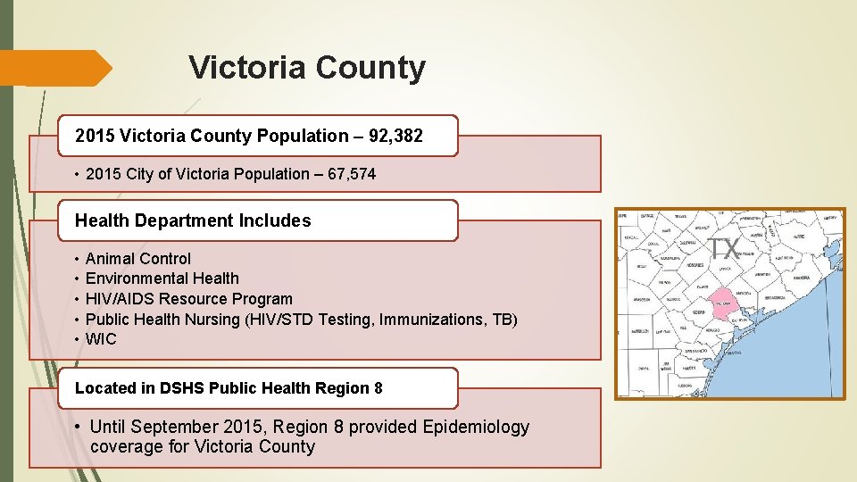 Victoria County 2015 Victoria County Population – 92, 382 • 2015 City of Victoria