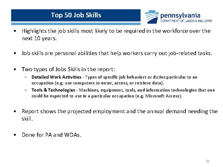 Top 50 Job Skills • Highlights the job skills most likely to be required