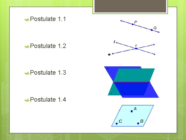  Postulate 1. 1 Postulate 1. 2 Postulate 1. 3 Postulate 1. 4 