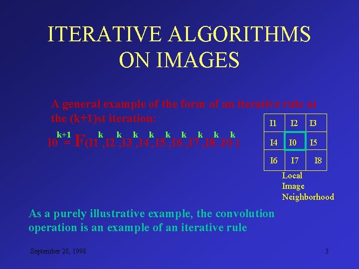 ITERATIVE ALGORITHMS ON IMAGES A general example of the form of an iterative rule