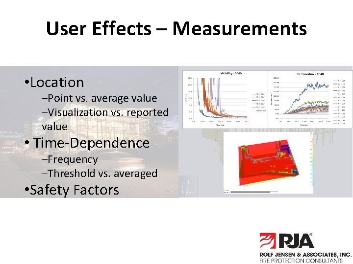 User Effects – Measurements • Location –Point vs. average value –Visualization vs. reported value