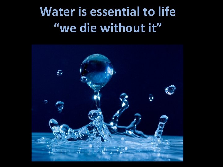 Water is essential to life “we die without it” 