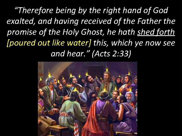 “Therefore being by the right hand of God exalted, and having received of the