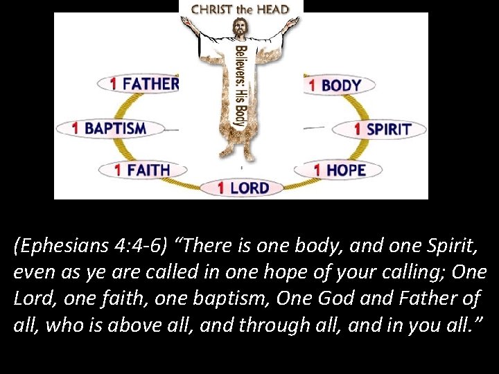 (Ephesians 4: 4 -6) “There is one body, and one Spirit, even as ye