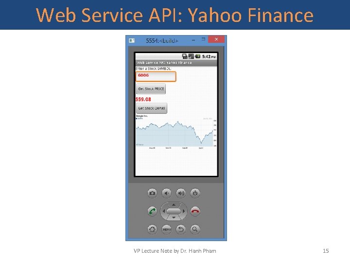 Web Service API: Yahoo Finance VP Lecture Note by Dr. Hanh Pham 15 