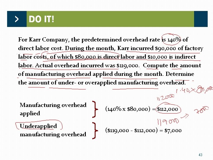 For Karr Company, the predetermined overhead rate is 140% of direct labor cost. During