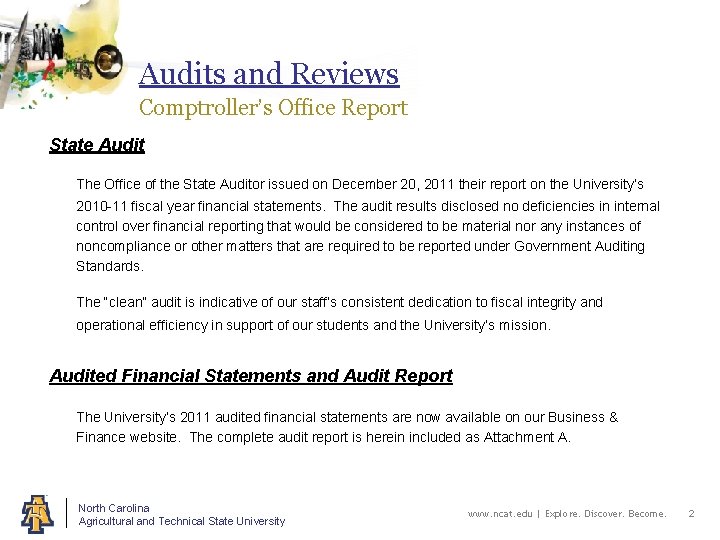 Audits and Reviews Comptroller’s Office Report State Audit The Office of the State Auditor