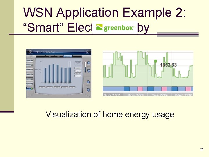 WSN Application Example 2: “Smart” Electric Grid by Visualization of home energy usage 26