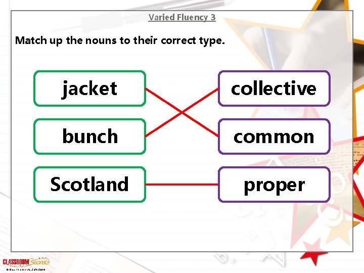 Varied Fluency 3 Match up the nouns to their correct type. © Classroom Secrets