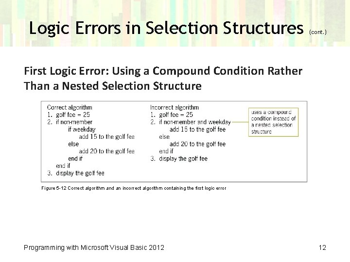 Logic Errors in Selection Structures (cont. ) First Logic Error: Using a Compound Condition