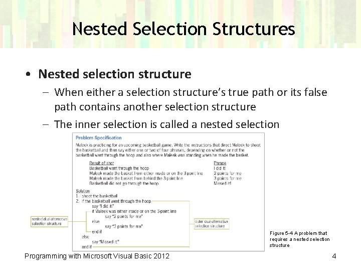 Nested Selection Structures • Nested selection structure – When either a selection structure’s true