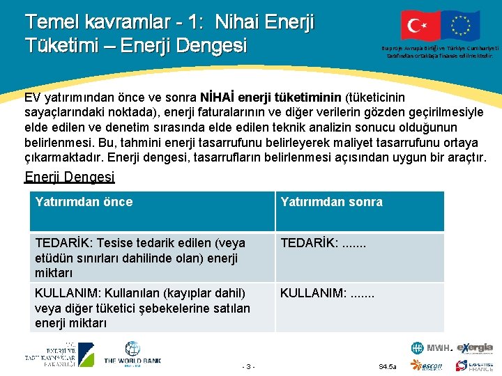 Temel kavramlar - 1: Nihai Enerji Tüketimi – Enerji Dengesi Bu proje Avrupa Birliği