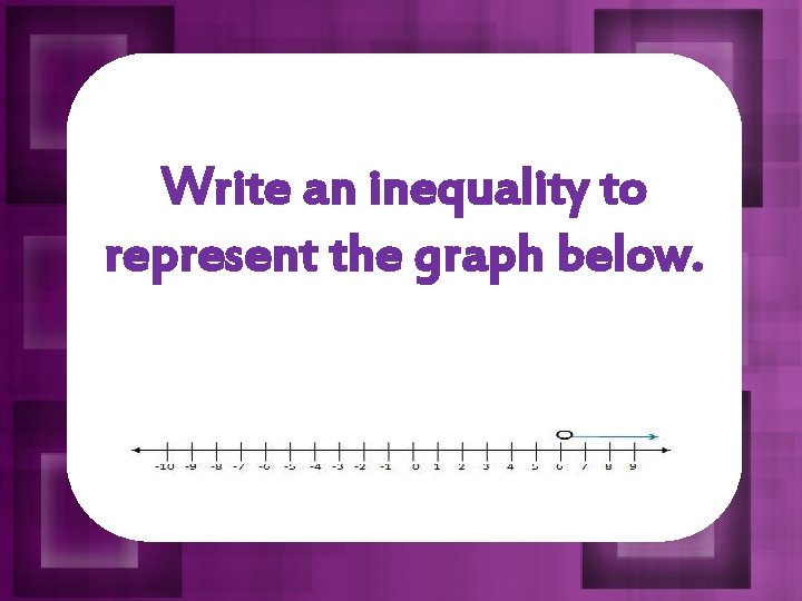 Write an inequality to represent the graph below. 