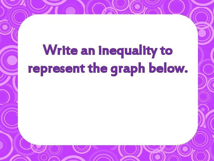 Write an inequality to represent the graph below. 