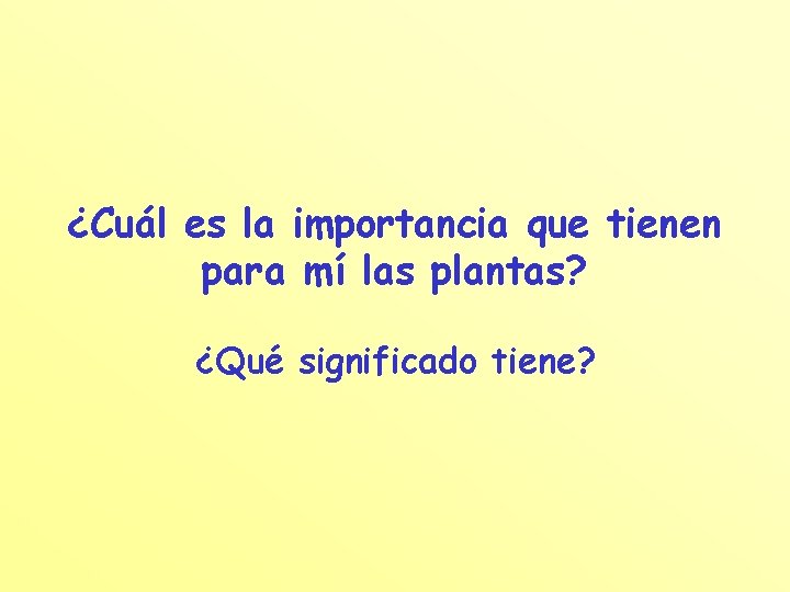 ¿Cuál es la importancia que tienen para mí las plantas? ¿Qué significado tiene? 