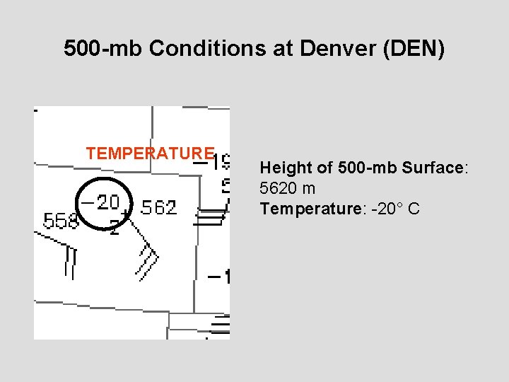 500 -mb Conditions at Denver (DEN) TEMPERATURE Height of 500 -mb Surface: 5620 m