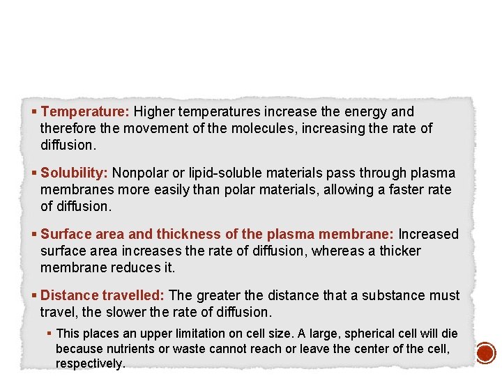 § Temperature: Higher temperatures increase the energy and therefore the movement of the molecules,