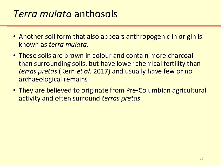 Terra mulata anthosols • Another soil form that also appears anthropogenic in origin is