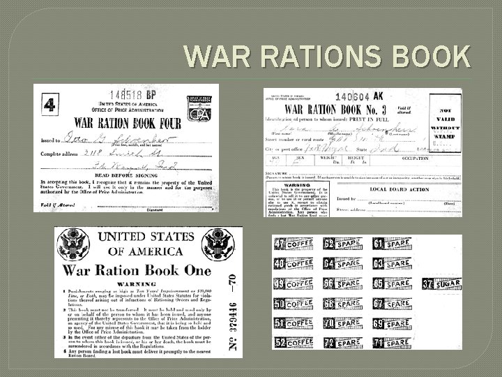 WAR RATIONS BOOK 