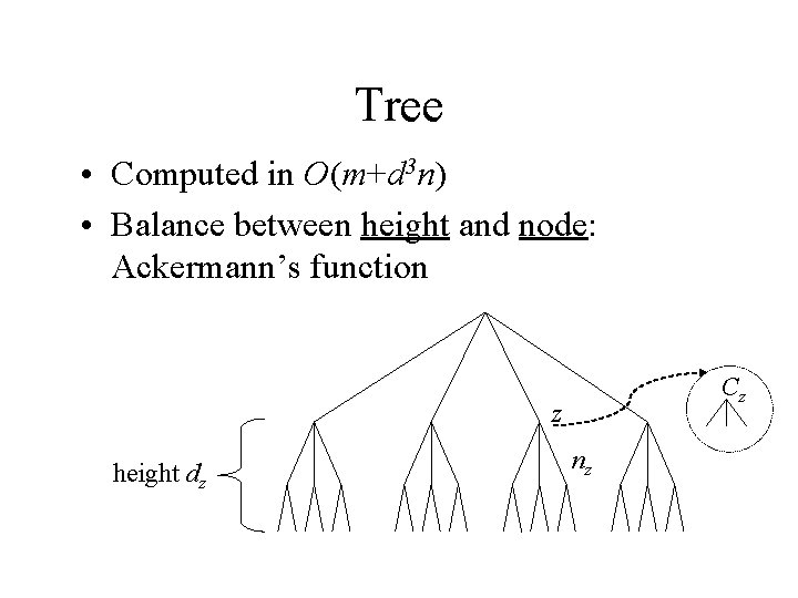Tree • Computed in O(m+d 3 n) • Balance between height and node: Ackermann’s