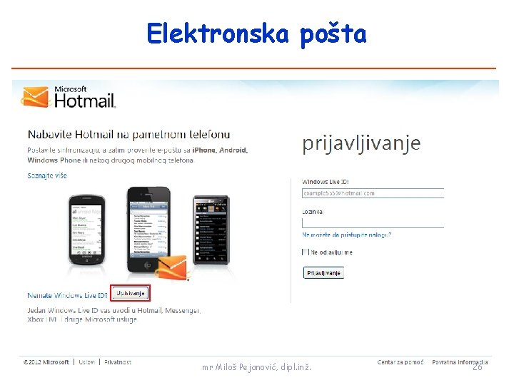 Elektronska pošta mr Miloš Pejanović, dipl. inž. 26 