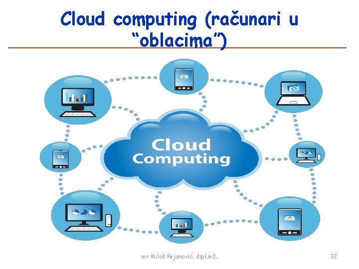 Cloud computing (računari u “oblacima”) mr Miloš Pejanović, dipl. inž. 32 