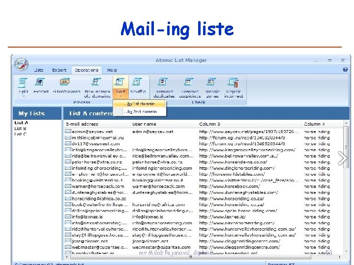 Mail-ing liste mr Miloš Pejanović, dipl. inž. 53 