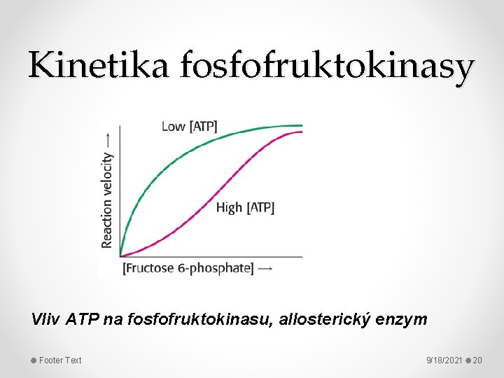 Kinetika fosfofruktokinasy Vliv ATP na fosfofruktokinasu, allosterický enzym Footer Text 9/18/2021 20 