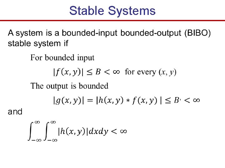 Stable Systems and 
