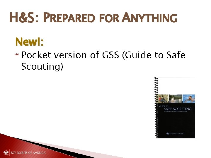 H&S: PREPARED FOR ANYTHING New!: Pocket version of GSS (Guide to Safe Scouting) 