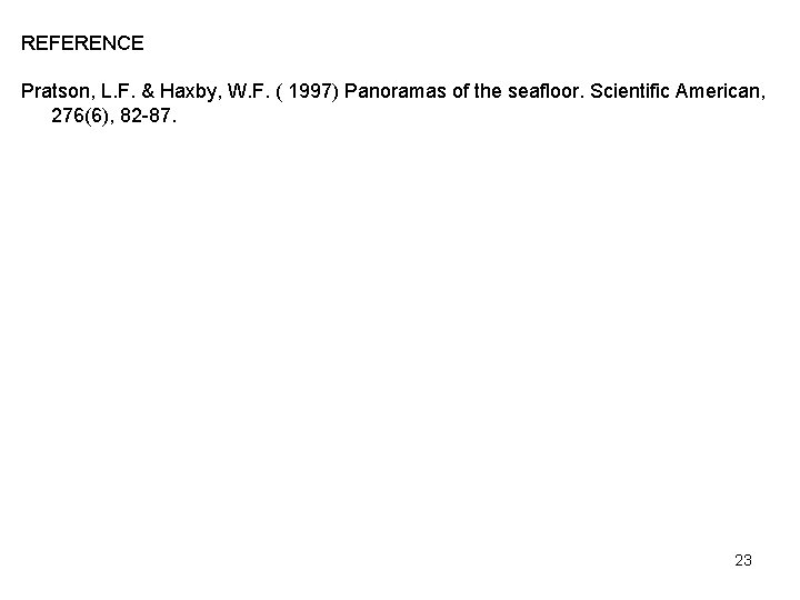 REFERENCE Pratson, L. F. & Haxby, W. F. ( 1997) Panoramas of the seafloor.