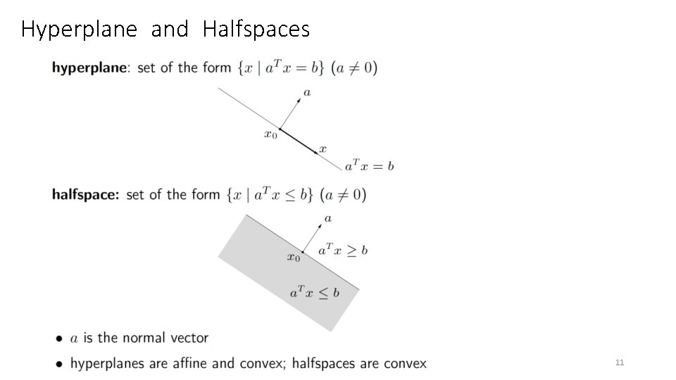 Hyperplane and Halfspaces 11 