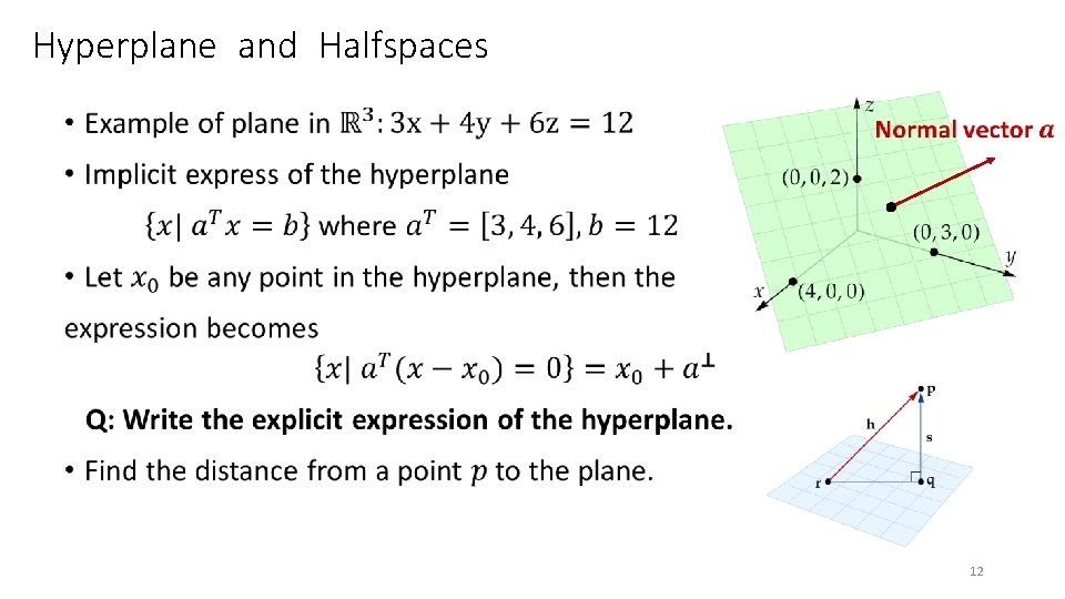 Hyperplane and Halfspaces • 12 