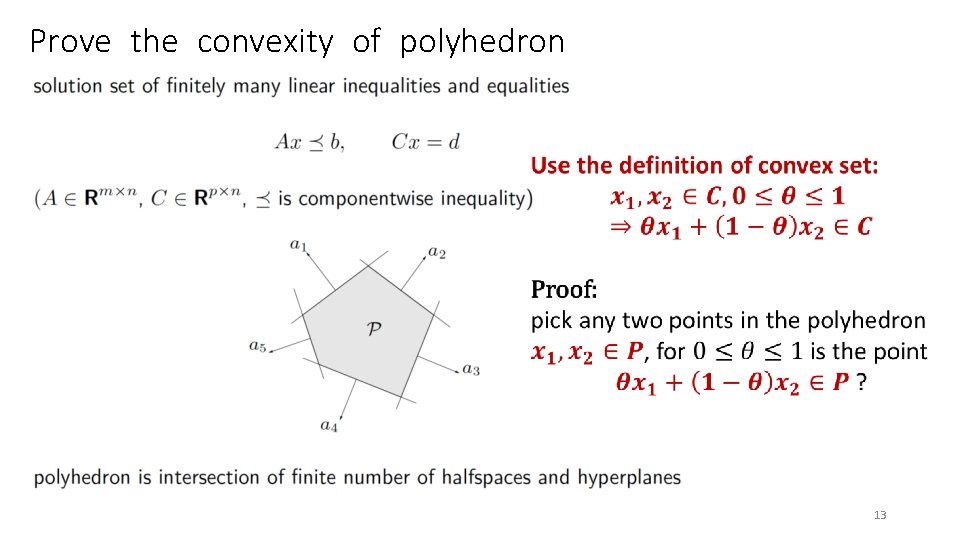 Prove the convexity of polyhedron 13 