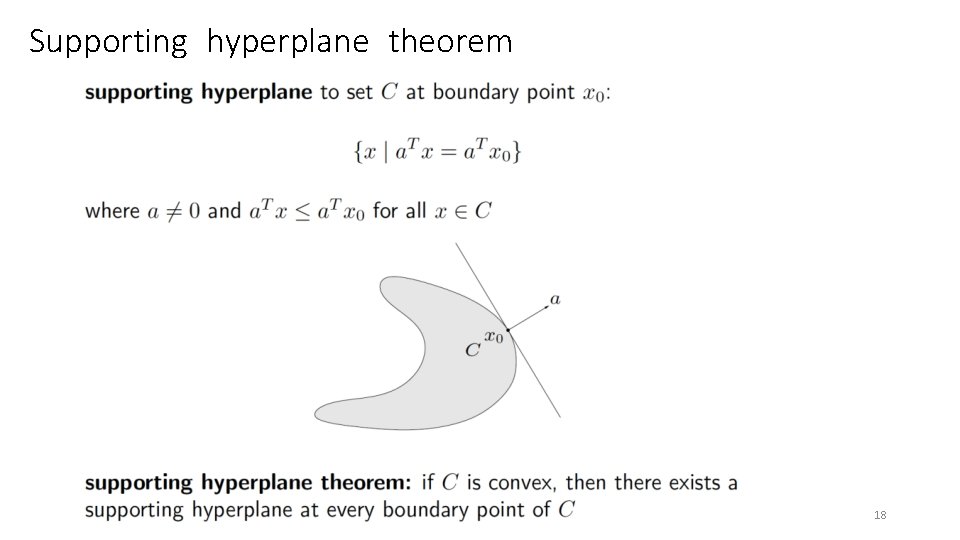 Supporting hyperplane theorem 18 