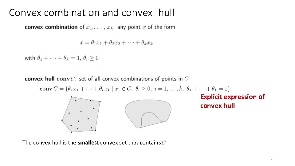 Convex combination and convex hull Explicit expression of convex hull The convex hull is