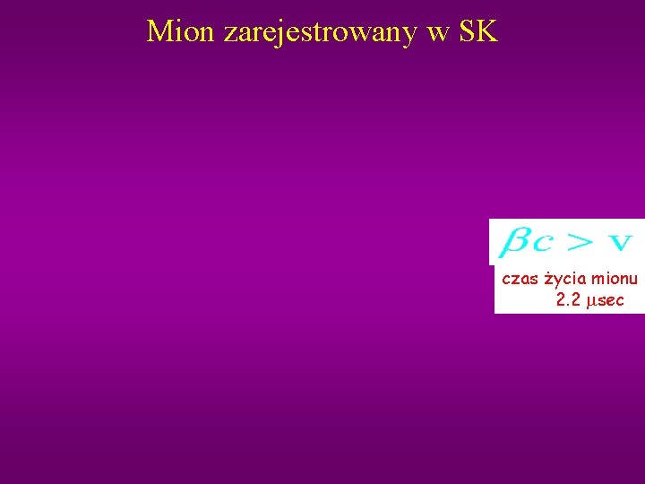 Mion zarejestrowany w SK czas życia mionu 2. 2 msec 