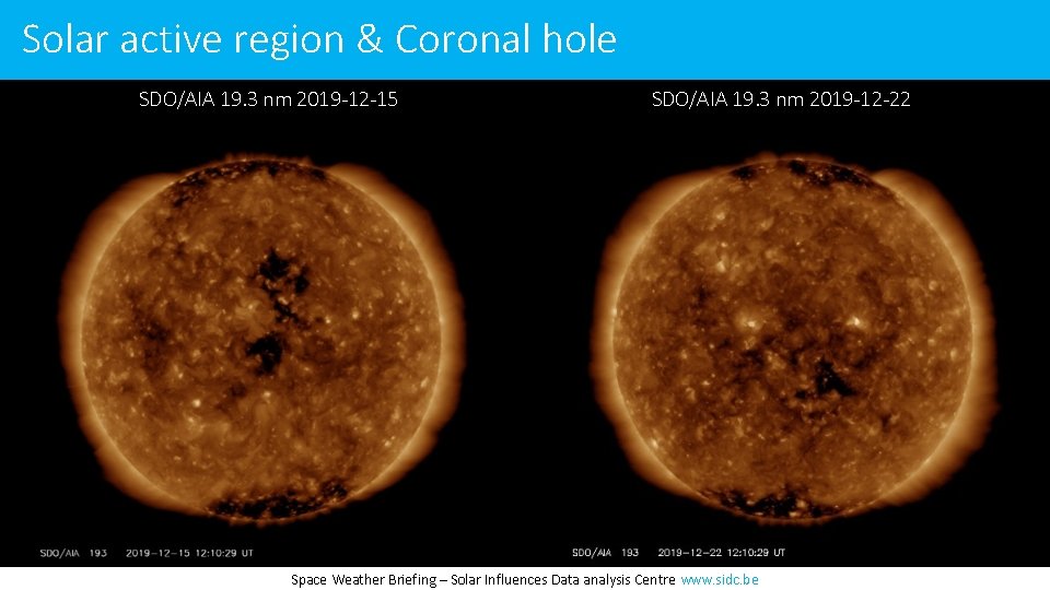 Solar active region & Coronal hole SDO/AIA 19. 3 nm 2019 -12 -15 SDO/AIA