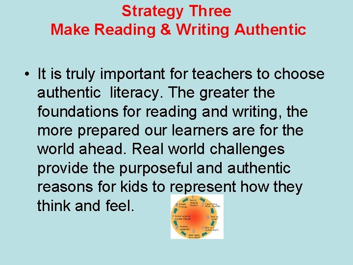 Strategy Three Make Reading & Writing Authentic • It is truly important for teachers