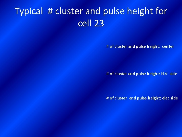 Typical # cluster and pulse height for cell 23 # of cluster and pulse