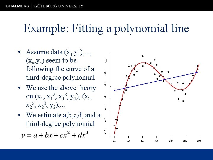 Example: Fitting a polynomial line • Assume data (x 1, y 1), . .