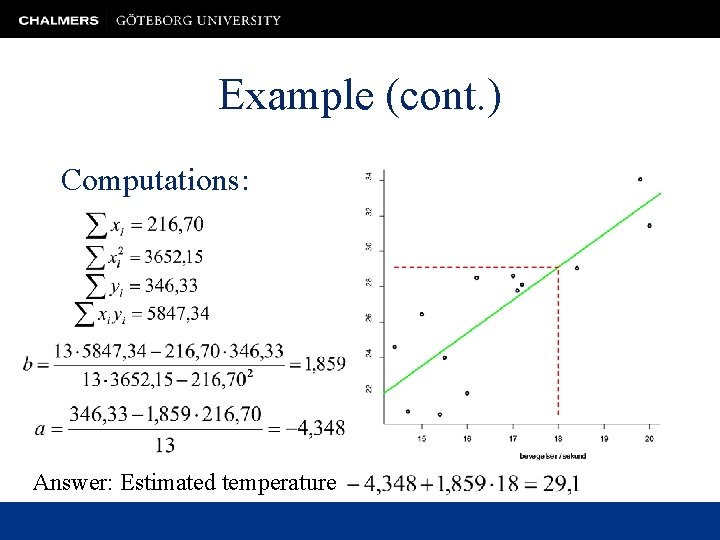 Example (cont. ) Computations: Answer: Estimated temperature 