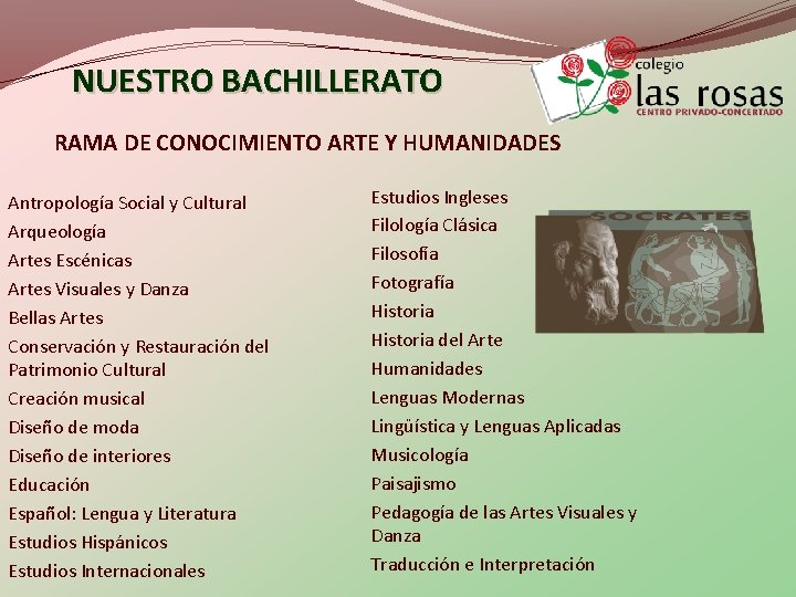 NUESTRO BACHILLERATO RAMA DE CONOCIMIENTO ARTE Y HUMANIDADES Antropología Social y Cultural Arqueología Artes