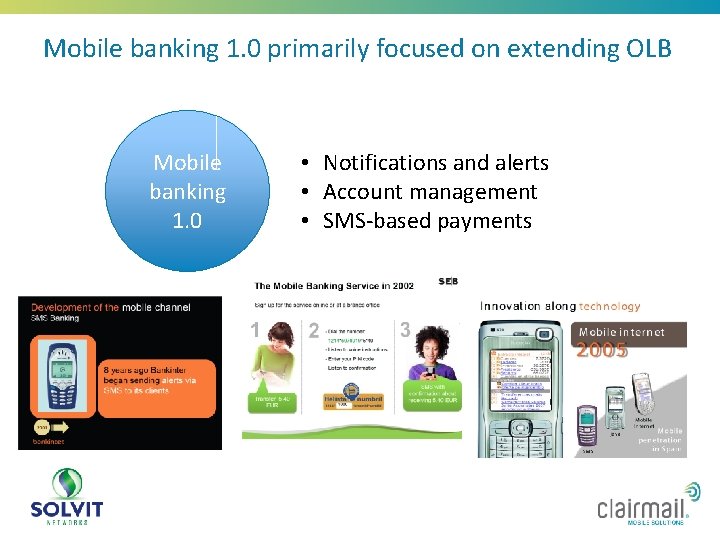 Mobile banking 1. 0 primarily focused on extending OLB Mobile banking 1. 0 •